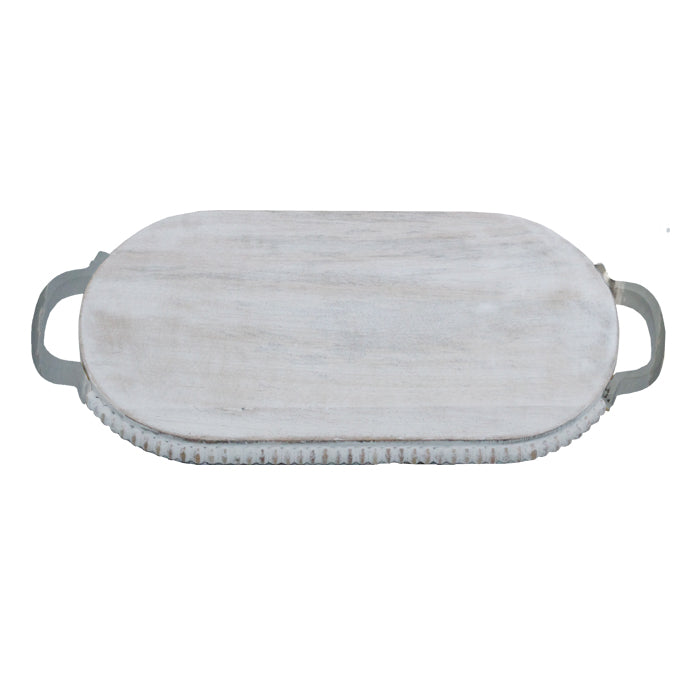 Cosy Home Beaded Mango Oval Platter Large With Metal Handle