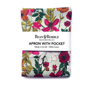 Bean & Bemble Apron with Front Pocket Vivid Garden Blooms Floral