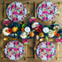 Bean & Bemble Placemat Large Round Melamine Vivid Garden Blooms Patterned