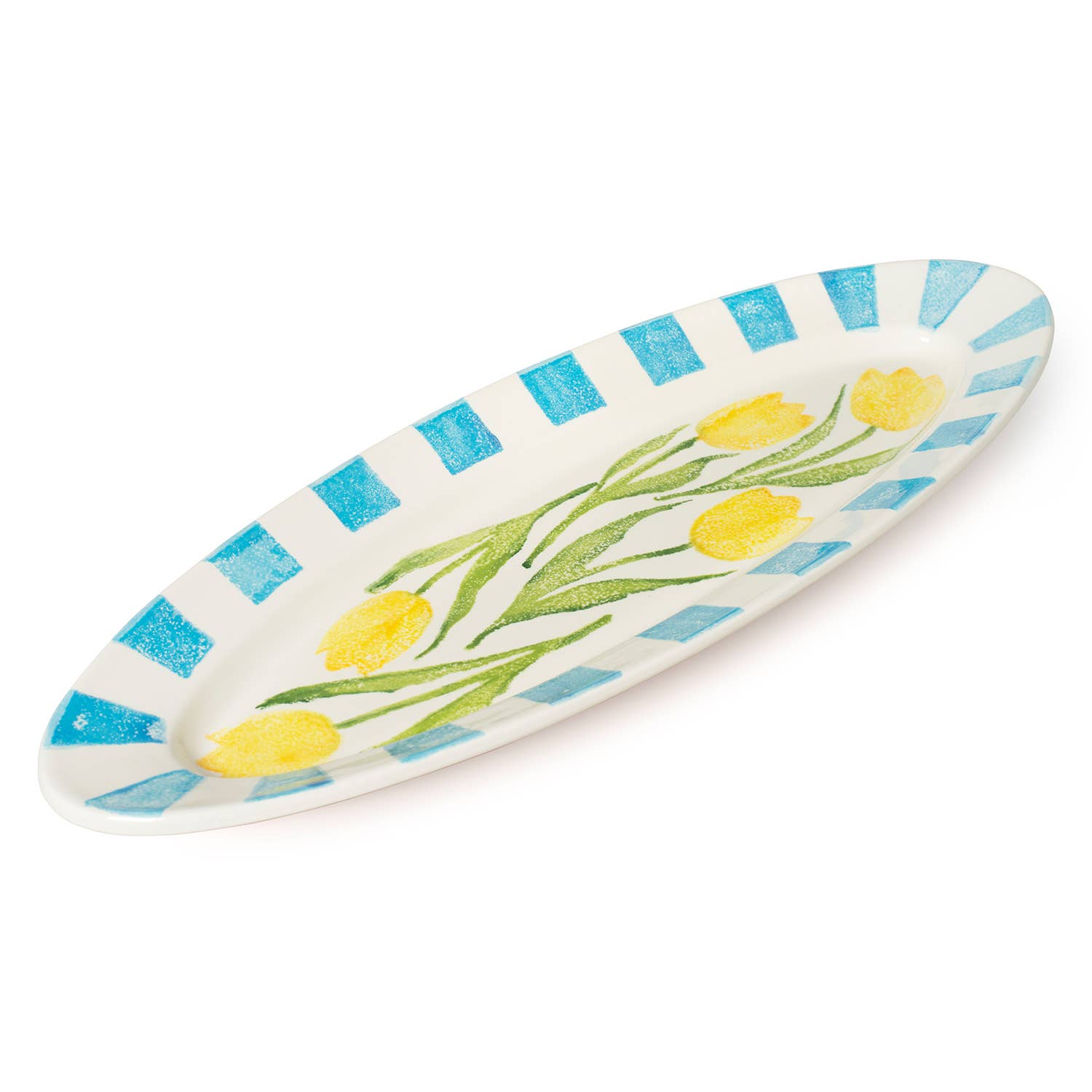 Blisshome Tulips XL Oval Rimmed Platter 57cm