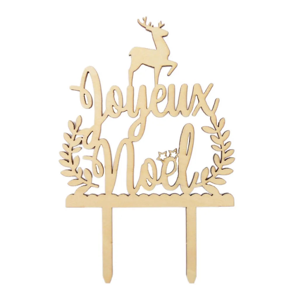 ScrapCooking Wooden Joyeux Noel Cake Decoration 13 x 9 x 0.2 cm.