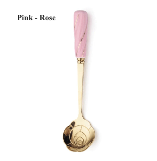 Ceramic Handle Stainless Steel Dessert Spoon