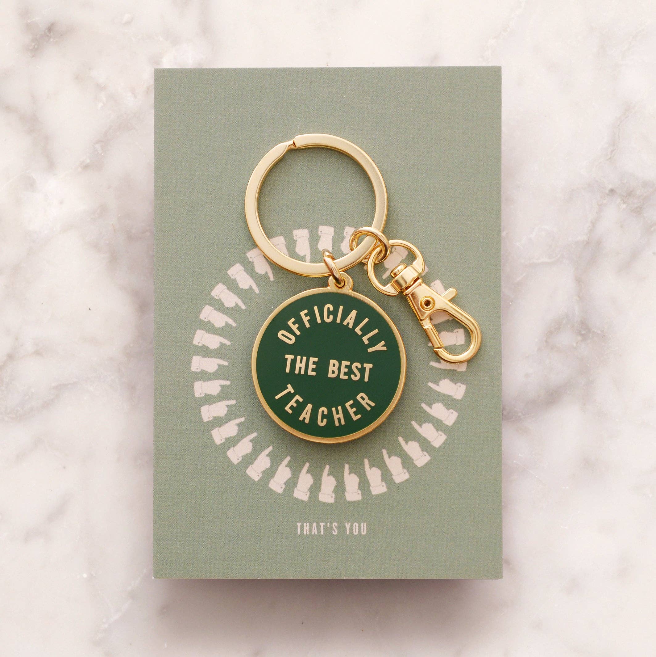 Alphabet Bags Officially the Best Teacher - Enamel Keyring