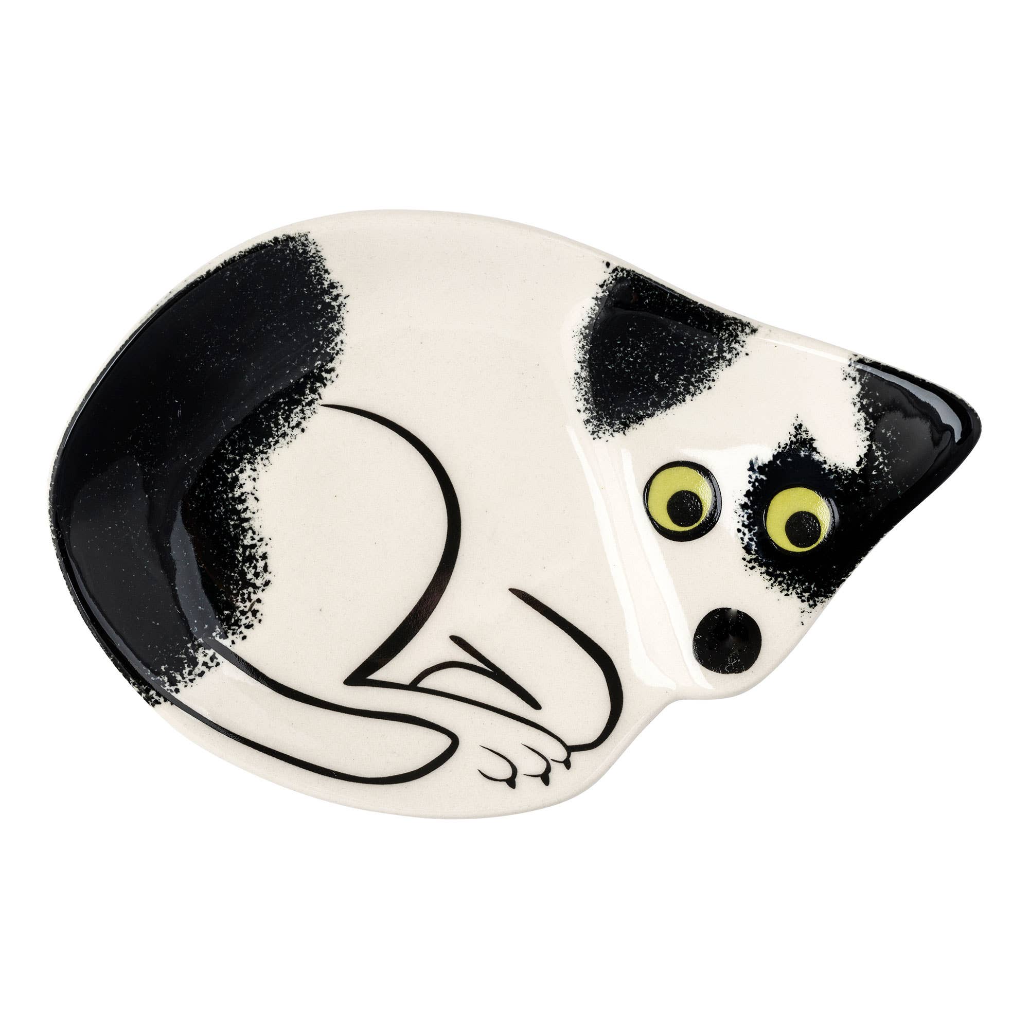 Hannah Turner Handmade Ceramic Black and White Dog Trinket Dish