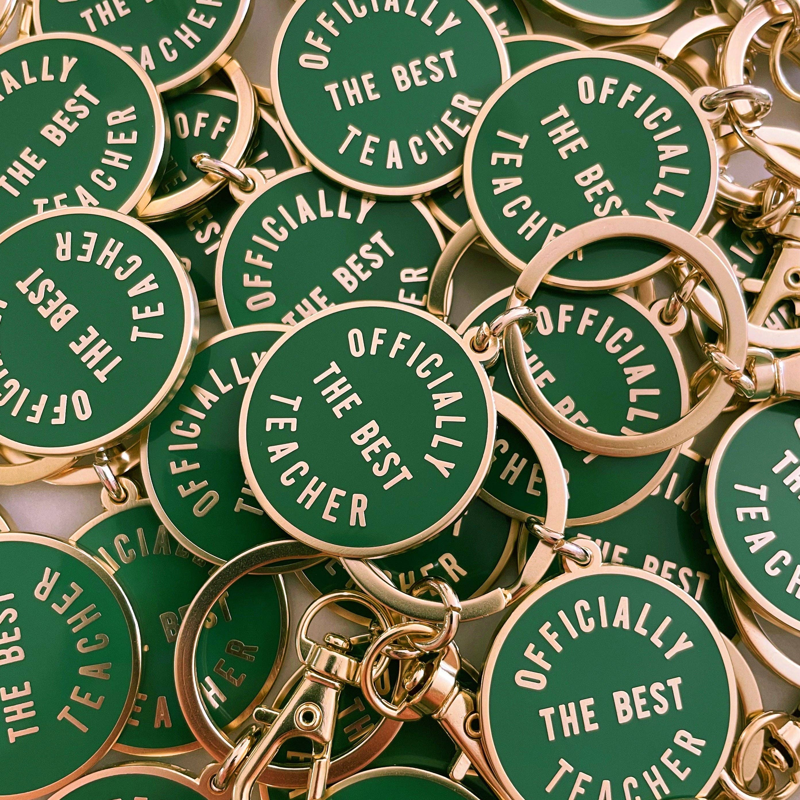 Alphabet Bags Officially the Best Teacher - Enamel Keyring