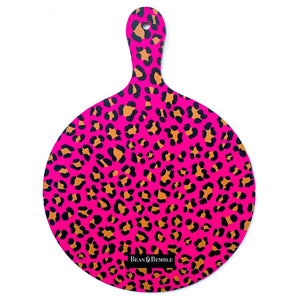 Bean & Bemble Serving Platter Double Sided Melamine Large Wild Cat Leopard Hot Pink Animal Print
