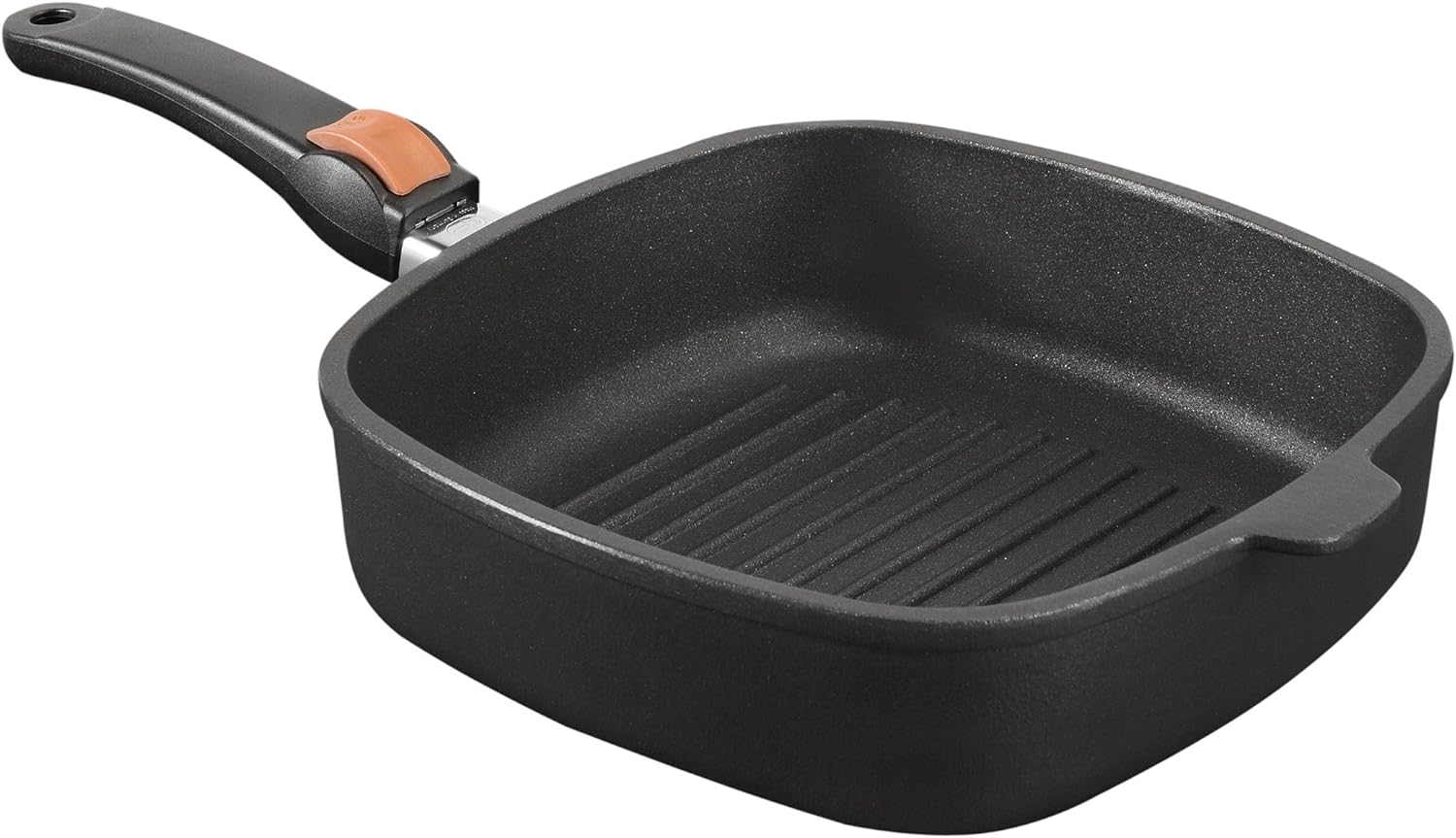 SKK Titanium Induction Square Cast Iron Grill Pan 26cm x 26cm x 7cm - Removable Handle