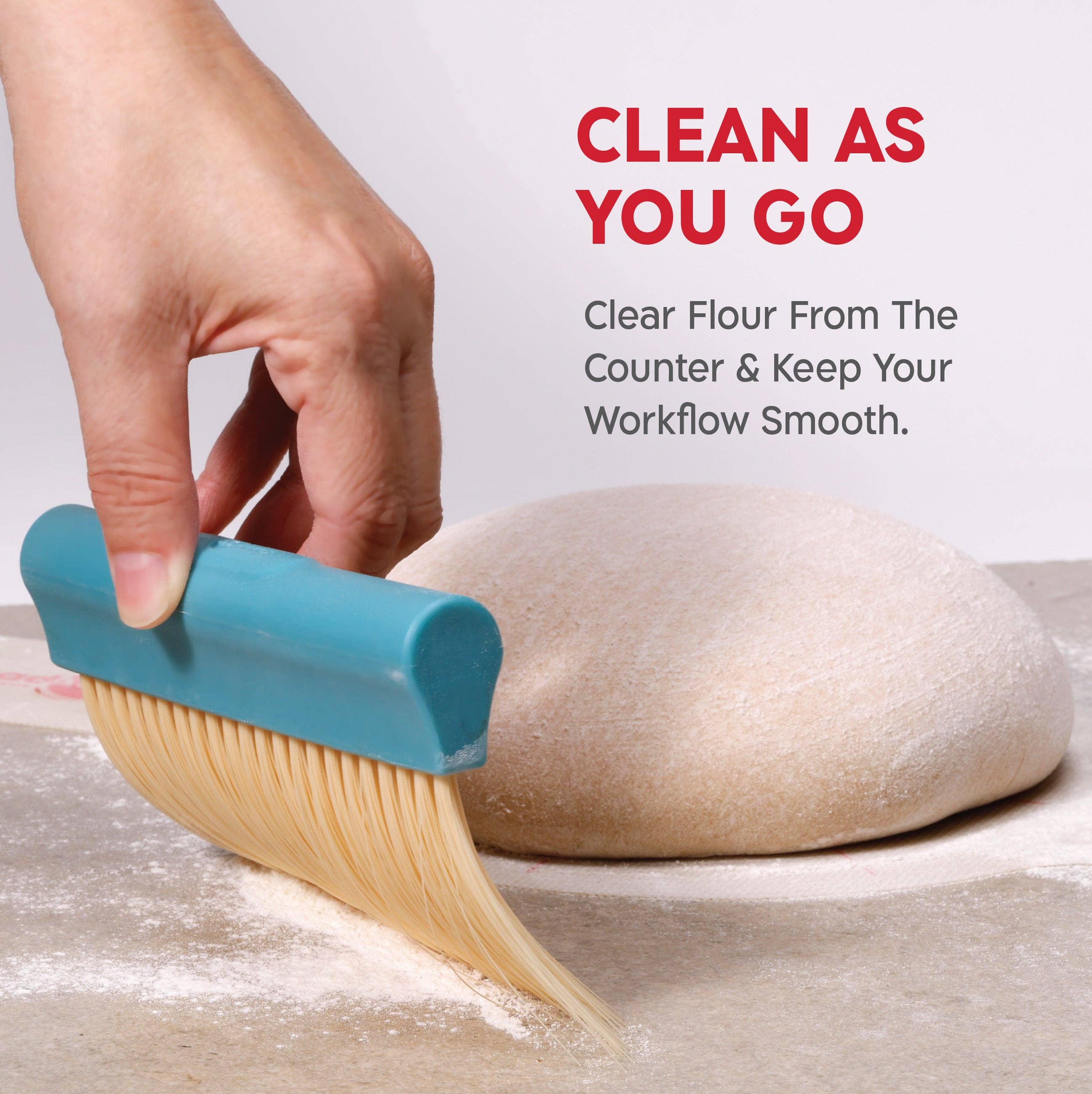 KneadAce Bench Scraper and Baker's Brush: Gray / Turquoise