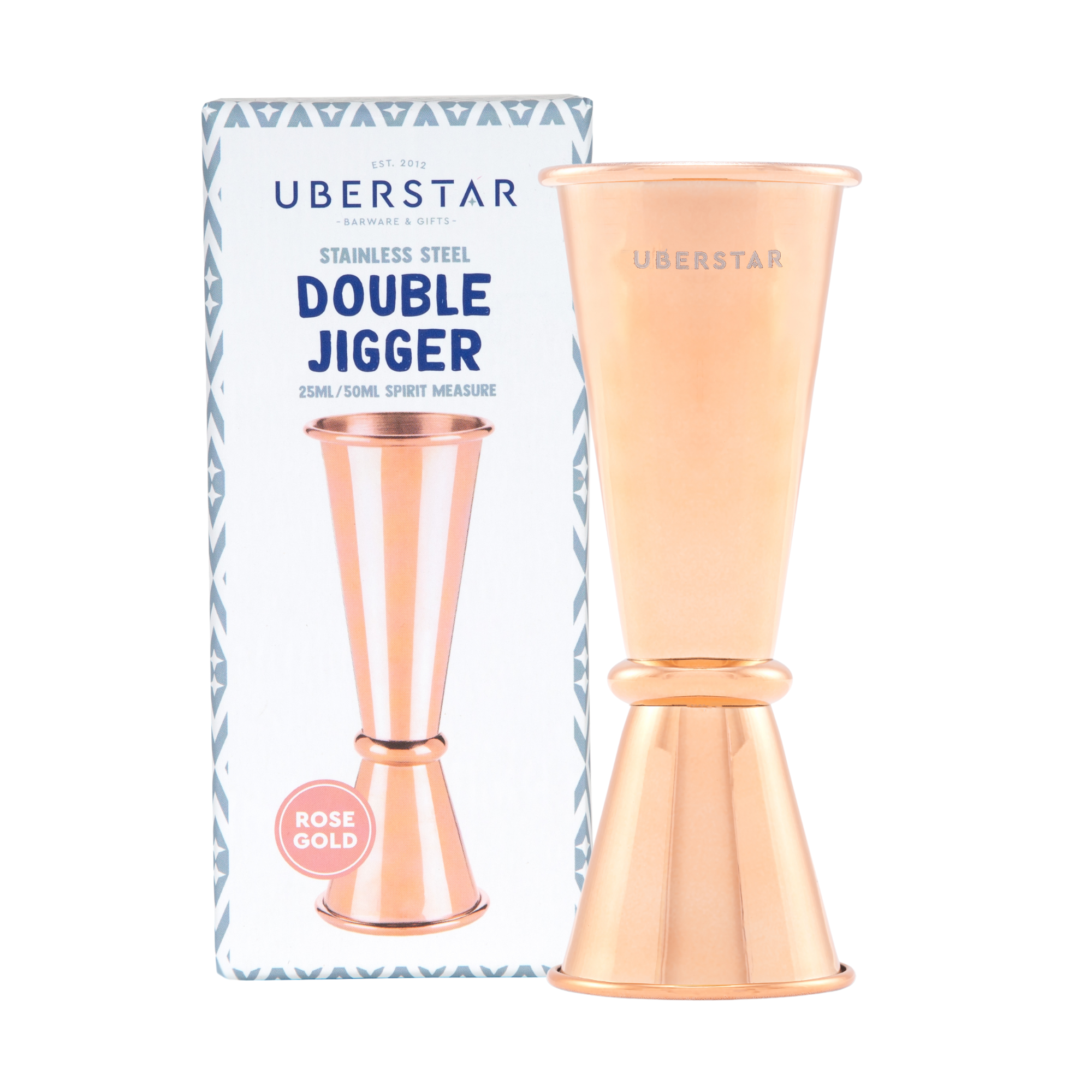 Uberstar Double Jigger Stainless Spirit Measure 25ml/50ml - Rose Gold