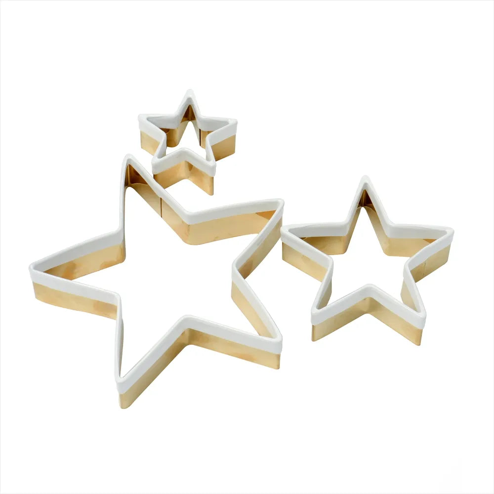 Eddingtons Christmas Brass Star Cookie Cutters Set of 3 with White Top