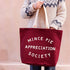 Alphabet Bags Mince Pie Appreciation Society - Burgundy Canvas Tote Bag