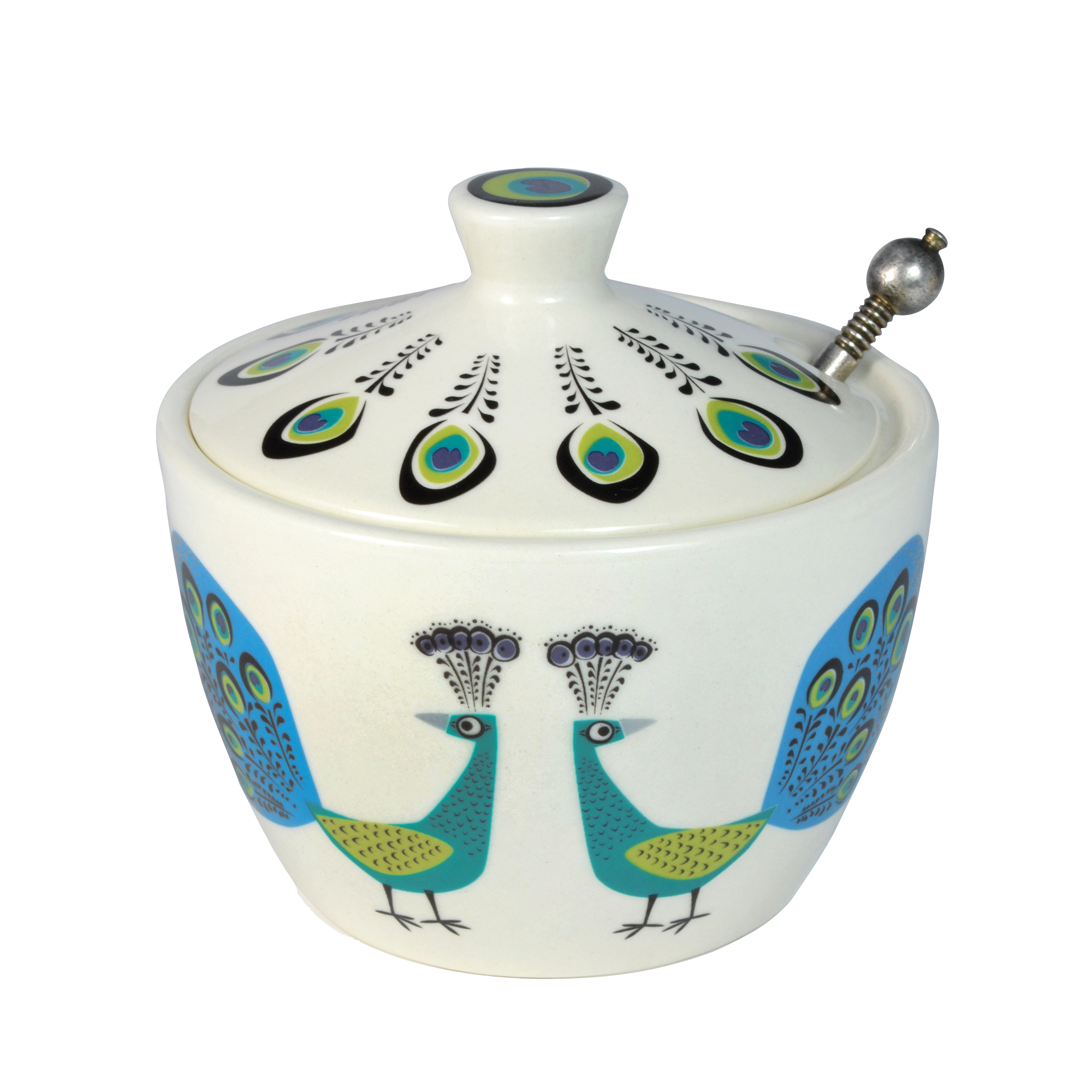 Hannah Turner Handmade Ceramic Peacock Sugar Pot with Lid