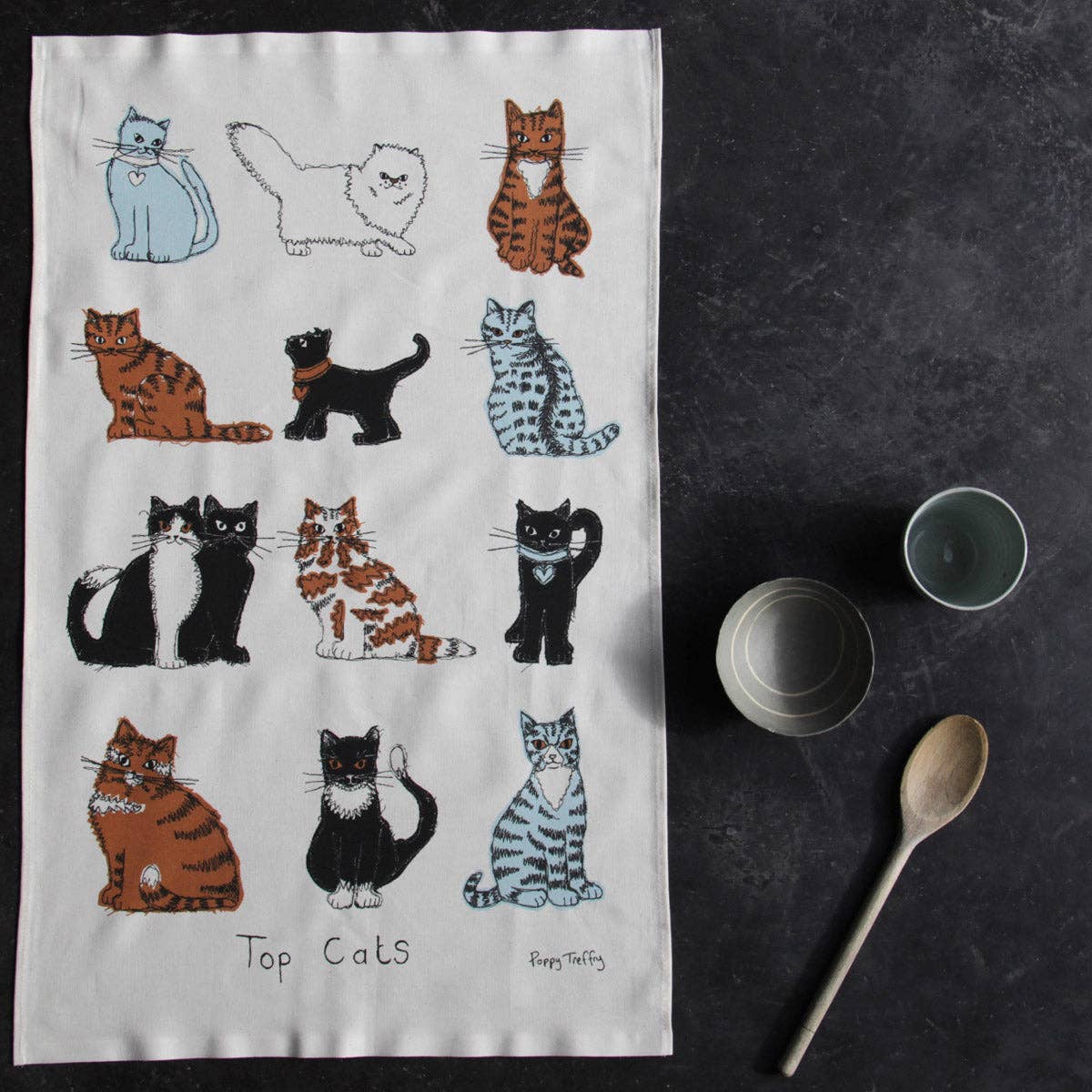 Top cats tea towel