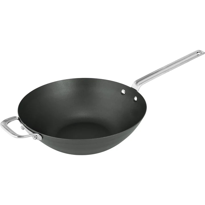 NEW SCANPAN Black Iron 30cm Wok in Sleeve