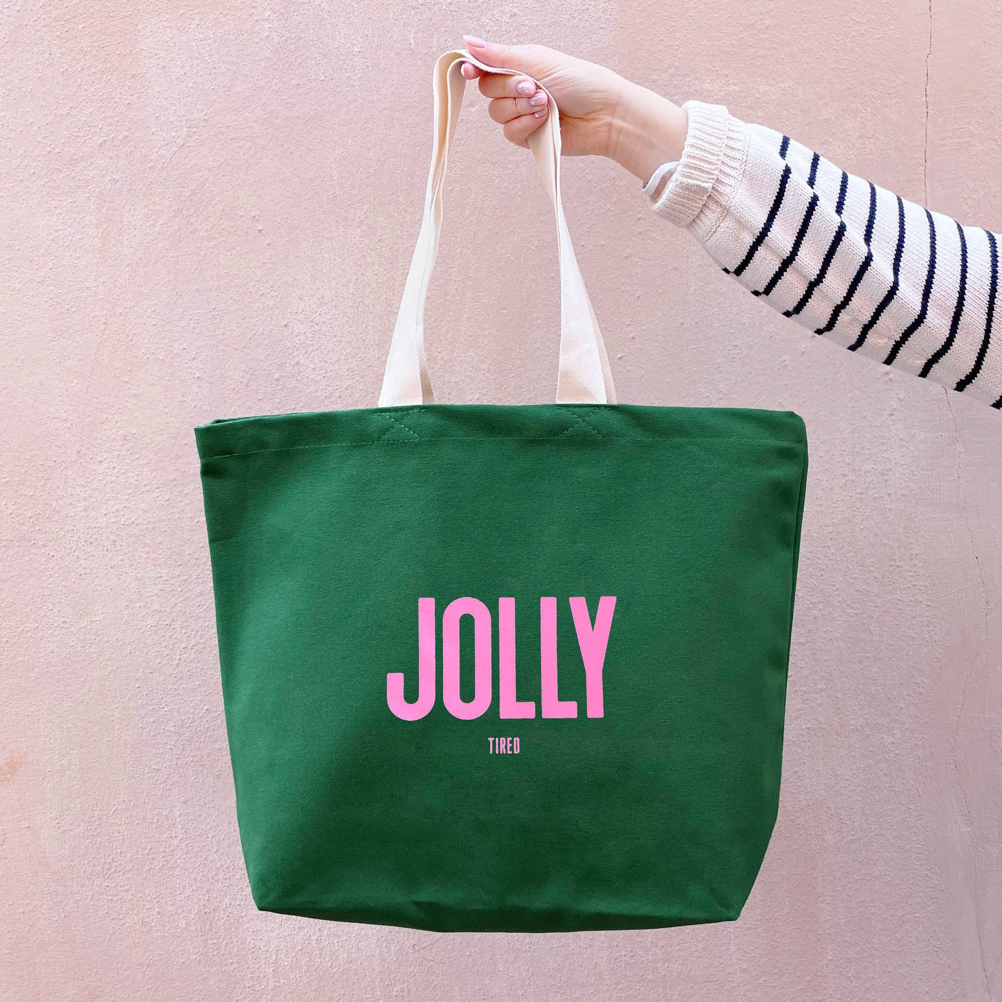 Alphabet Bags Jolly (Tired) - Forest Green Tote Bag