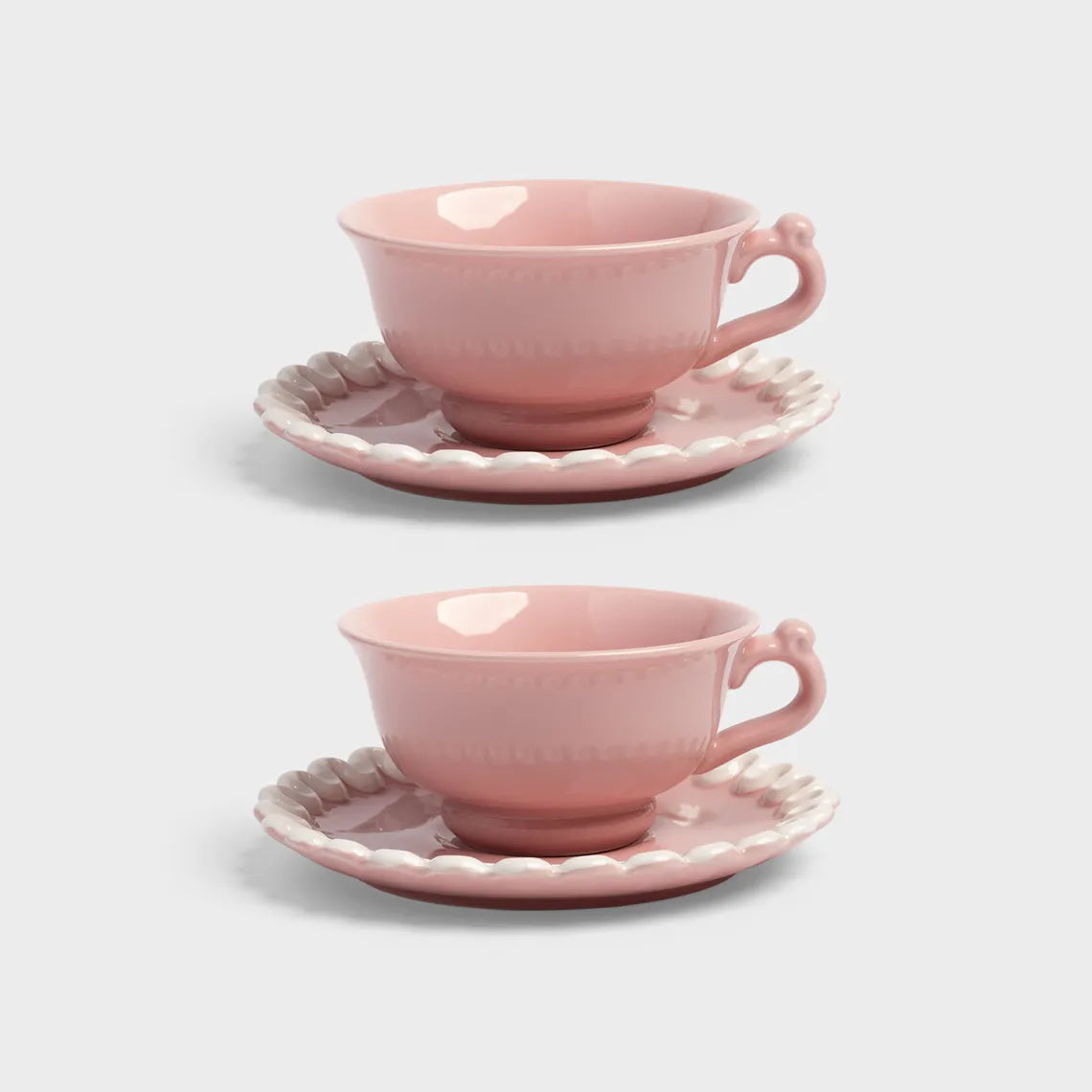 Klevering Cup & saucer whip pink set of 2