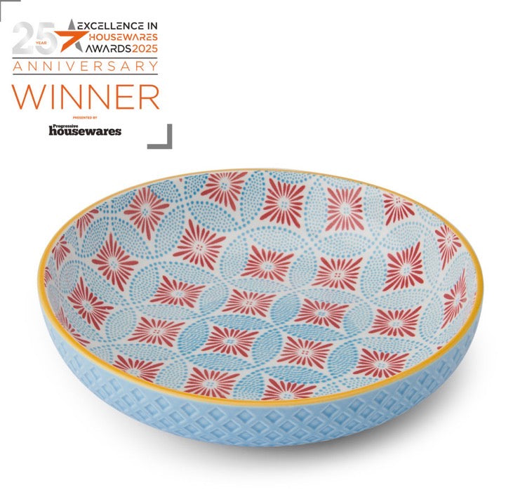 Mikasa Blue Mosaic Stoneware Bowl, 900ml, 21 x 5cm