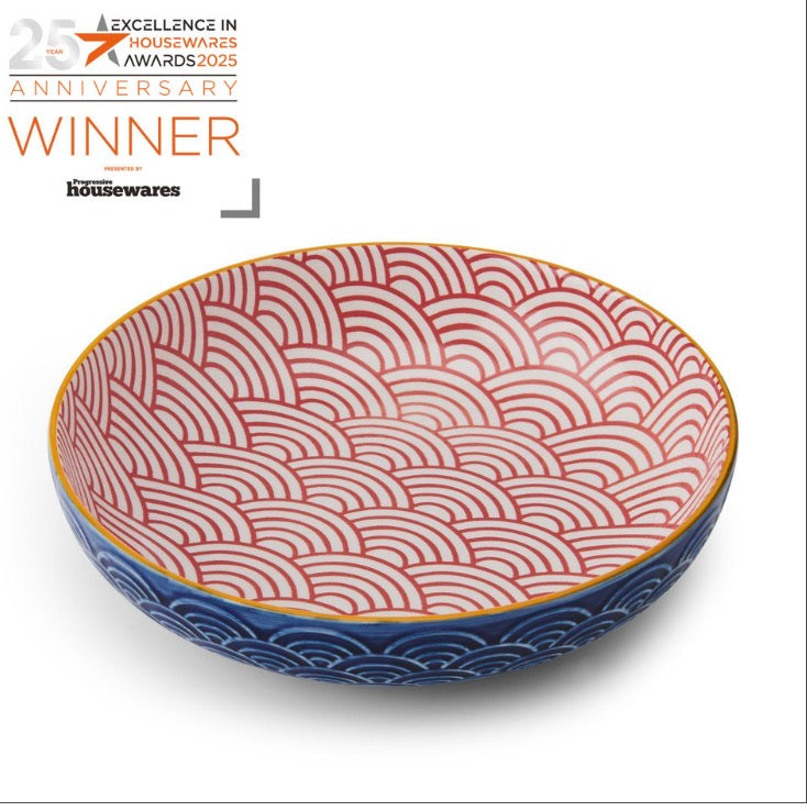 Mikasa Red and Blue Arc Stoneware Bowl, 900ml, 21 x 5cm