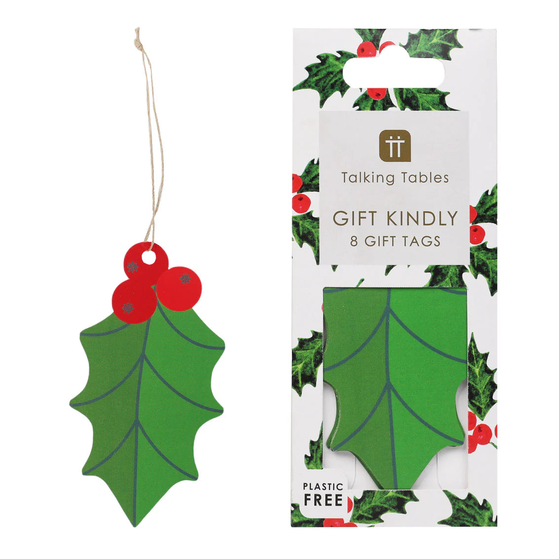 Talking Tables Holly Green Christmas Gift Tags - 8 Pack