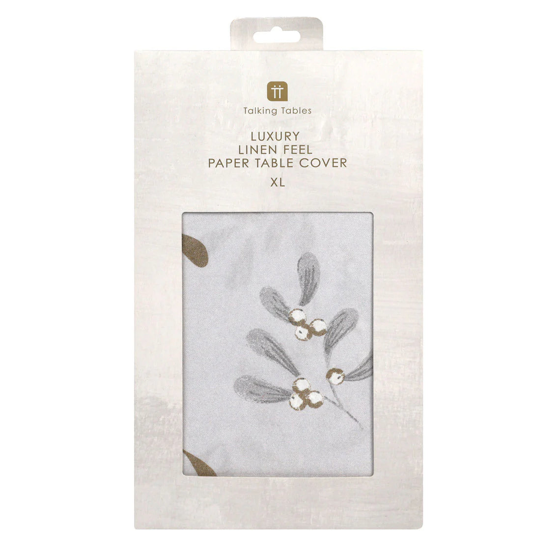 Talking Tables Mistletoe White Christmas Linen Feel Luxury Paper Table Cover, Size: 2.3m x 1.37m (XL)
