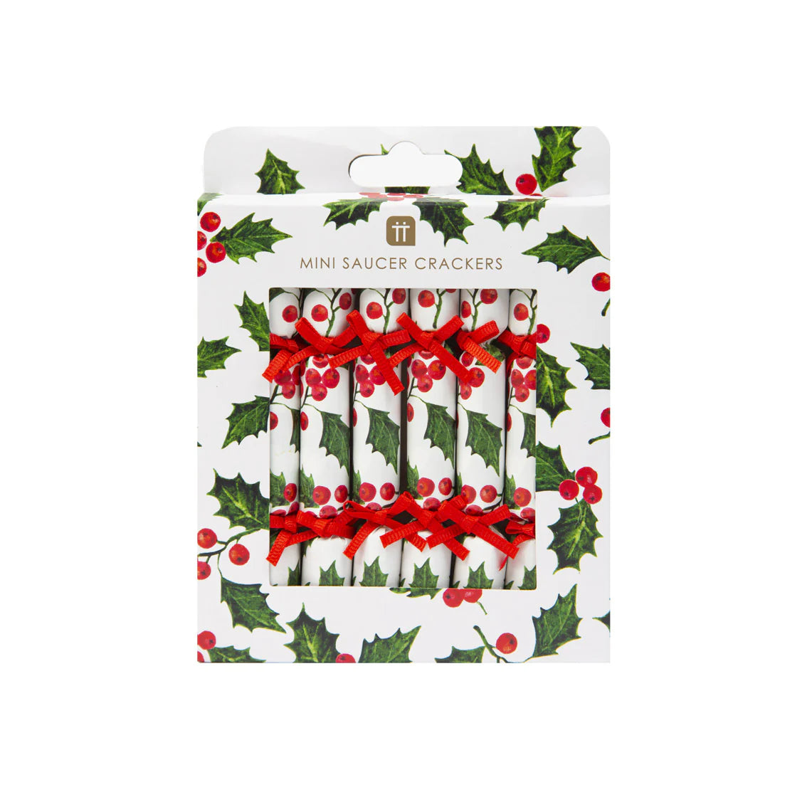 Talking Tables Botanical Holly Christmas Saucer Crackers