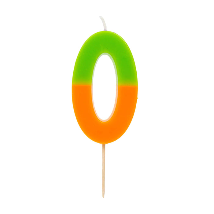 Talking Tables Orange and Green We Heart Birthday Number Candle - 0