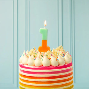 Talking Tables Orange and Mint Green We Heart Birthday Number Candle - 1