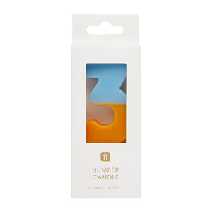 Talking Tables Orange and Light Blue We Heart Birthday Number Candle - 3
