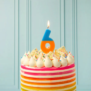 Talking Tables Orange and Dark Blue We Heart Birthday Number Candle - 6