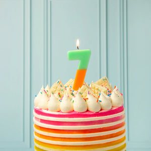 Talking Tables Orange and Sage Green We Heart Birthday Number Candle - 7