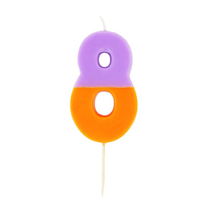 Talking Tables Orange and Purple We Heart Birthday Number Candle - 8