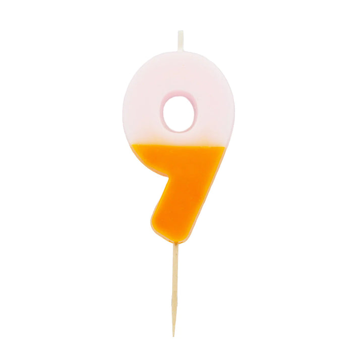 Talking Tables Orange and Light Pink We Heart Birthday Number Candle - 9