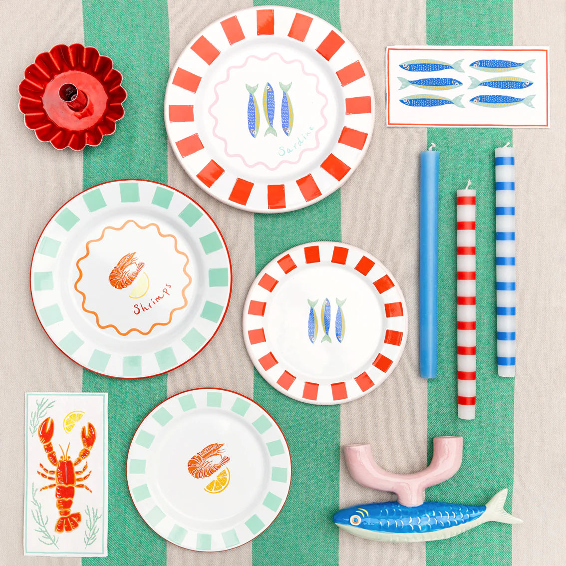 Talking Tables Green Stripe Cotton XL Tablecloth - 160cm x 250cm Spring