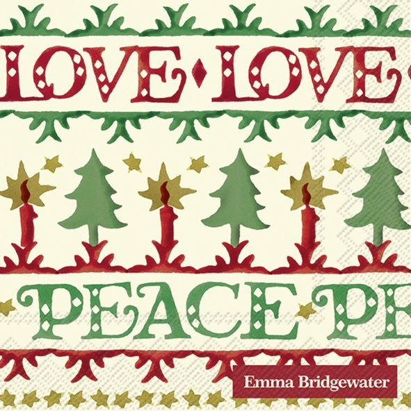 Emma Bridgewater CHRISTMAS JOY Cream Cocktail Napkins 25 x 25cm