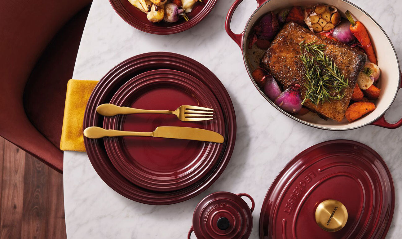 Le Creuset Cast Iron Oval Casserole 29cm with Gold Knob, Garnet