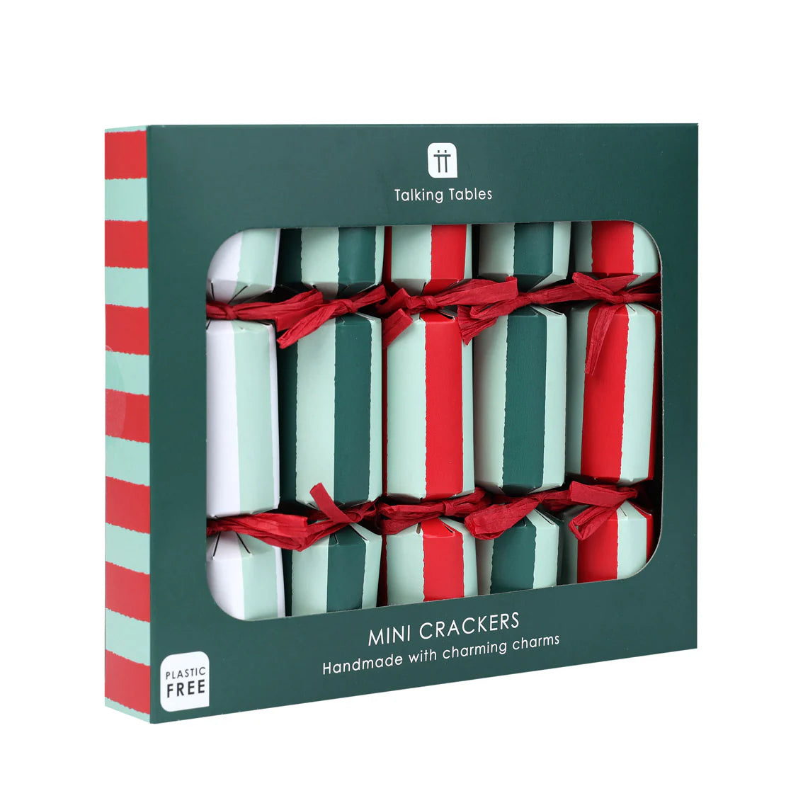 Talking Tables Striped Christmas Mini Crackers – 6 Pack With Cheerful Charms