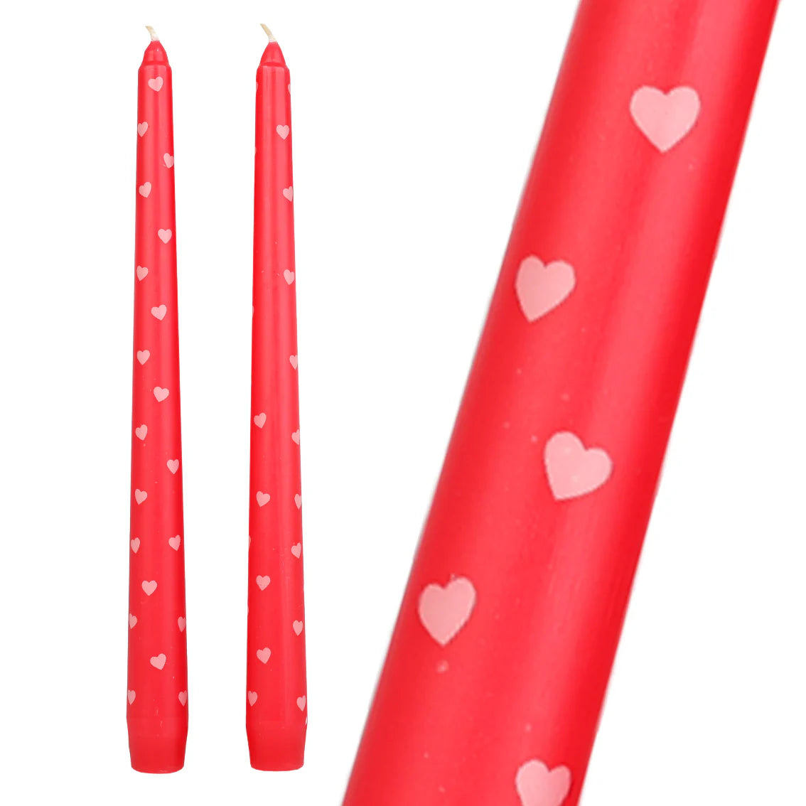 Talking Tables Heart Taper Dinner Candles - 2 Pack Valentines Decor
