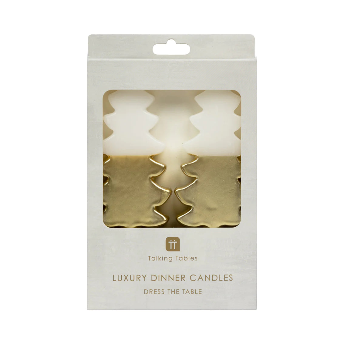 Talking Tables White & Gold Tree Shaped Candles - 2 Pack
