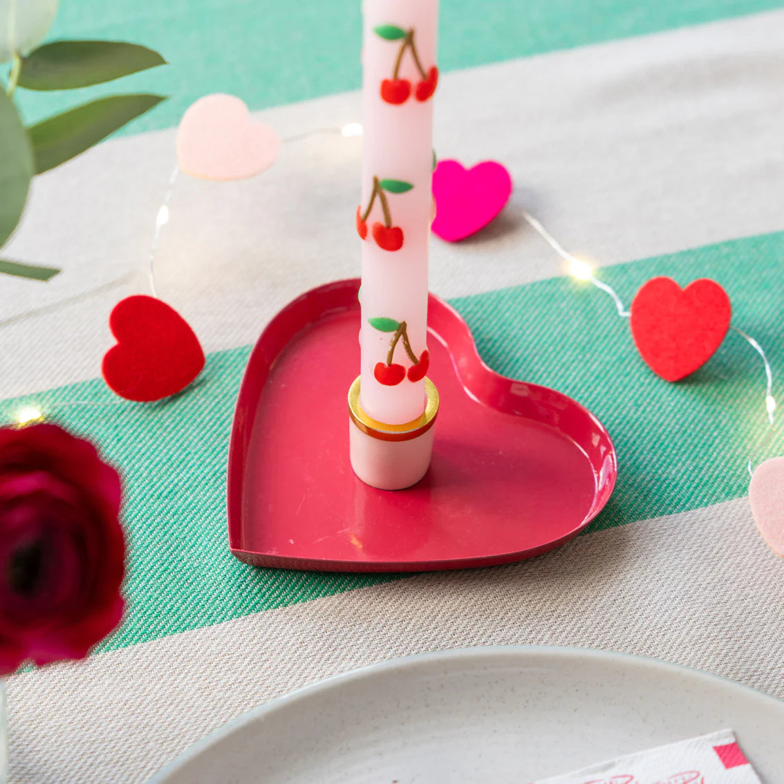 Talking Tables Enamel Heart Shaped Candle Holder Heart Decor