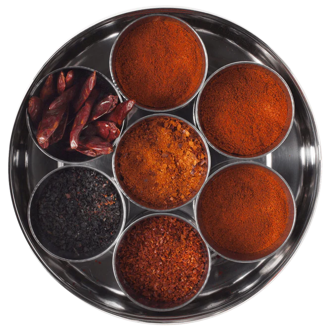 Spice Kitchen Chilli Spice Tin With 6 Chillies & 1 Harissa Paste,  Silk Sari Gift Wrap