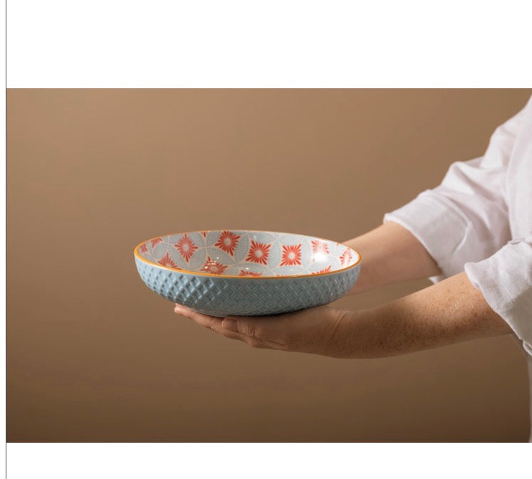 Mikasa Blue Mosaic Stoneware Bowl, 900ml, 21 x 5cm