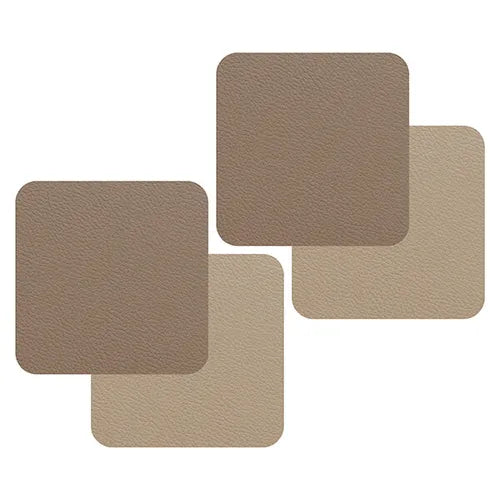 Freeform Taupe and Sandstone Flexi Faux Leather Coasters Set of 4
