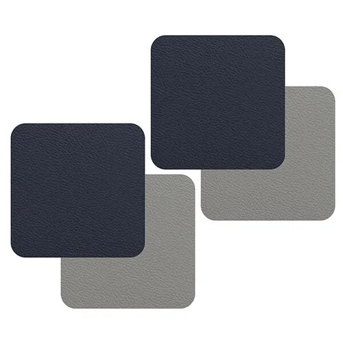 Freeform Navy and Grey Flexi Faux Leather Coasters Set of 4