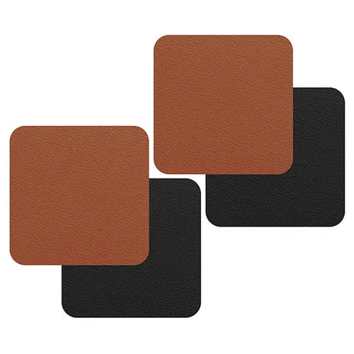 Freeform Rust and Black Flexi Faux Leather Coasters Set of 4