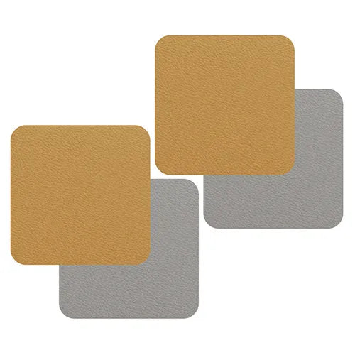 Freeform Mustard and Grey Flexi Set of 4 Faux Leather Coasters