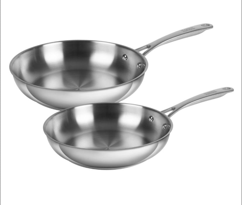 Kuhn Rikon Allround Uncoated Stainless Steel Frying Pan Set (24cm & 28cm).