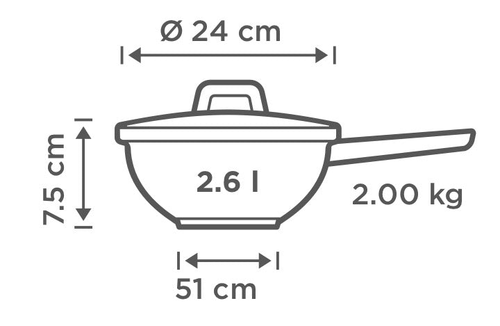 Kuhn Rikon Culinary Fiveply Chef's Pan with lid uncoated
