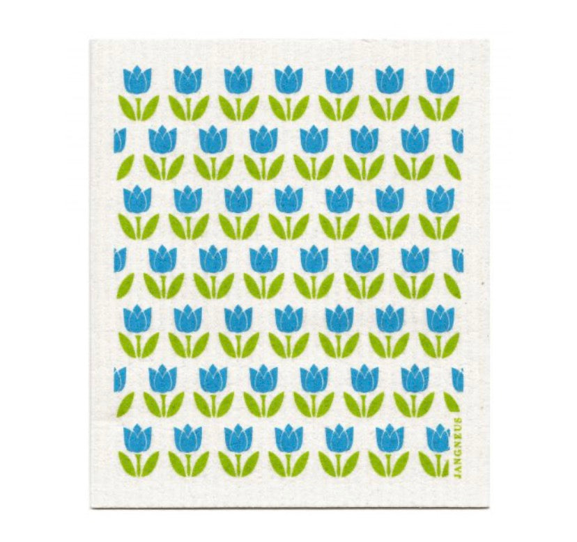 Jangneus Turquoise Small Tulips Dishcloth