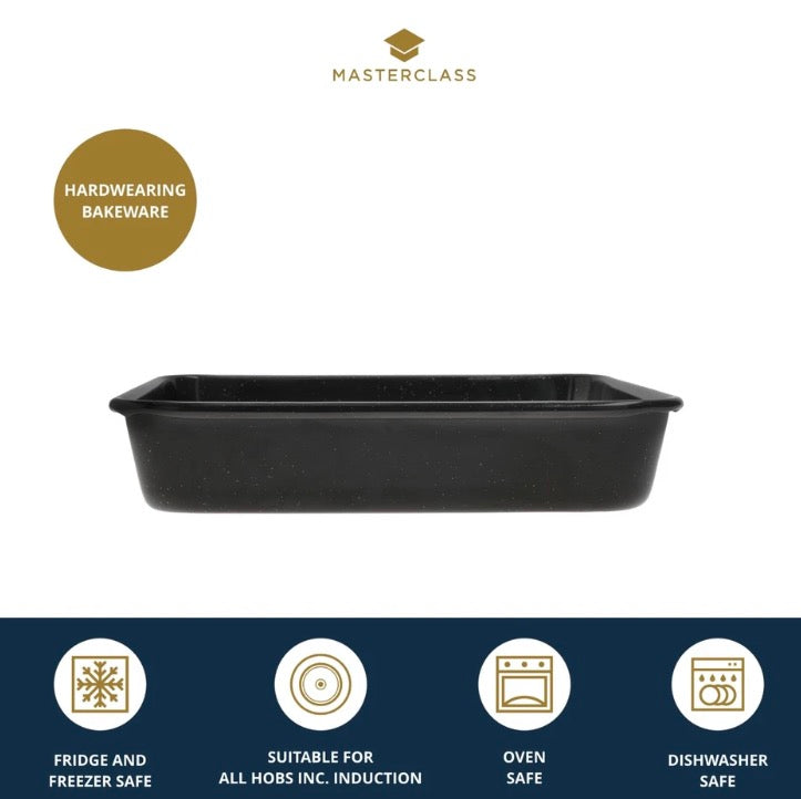 MasterClass Vitreous Enamel Square Pan, 23cm x 4cm