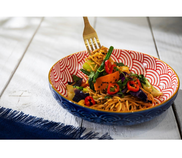 Mikasa Red and Blue Arc Stoneware Bowl, 900ml, 21 x 5cm